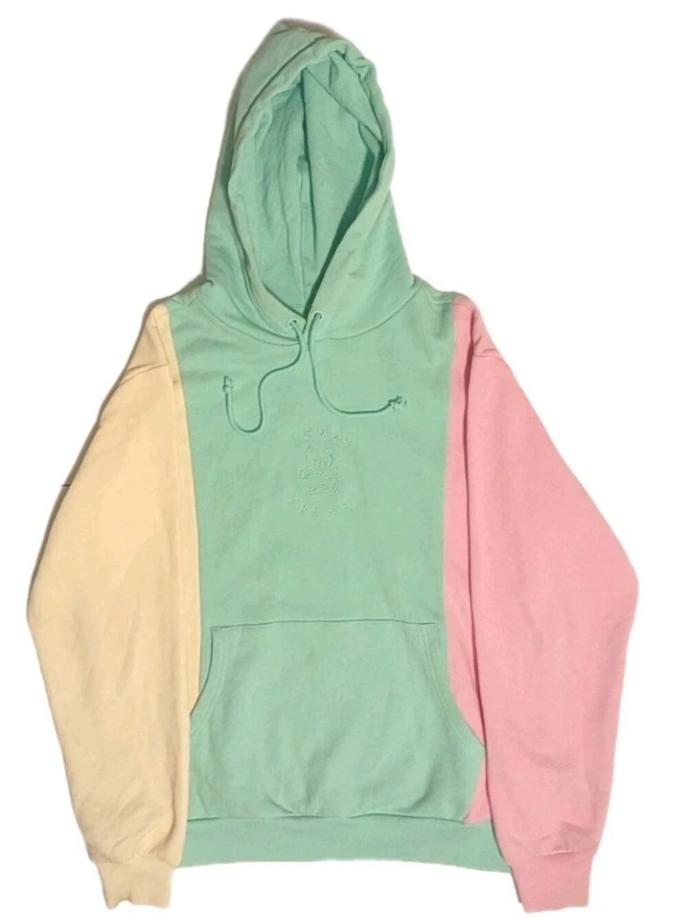 Teddy Fresh Hoodie Size Small , Logo Sweatshirt Pastel Colorblock Unisex Cotton